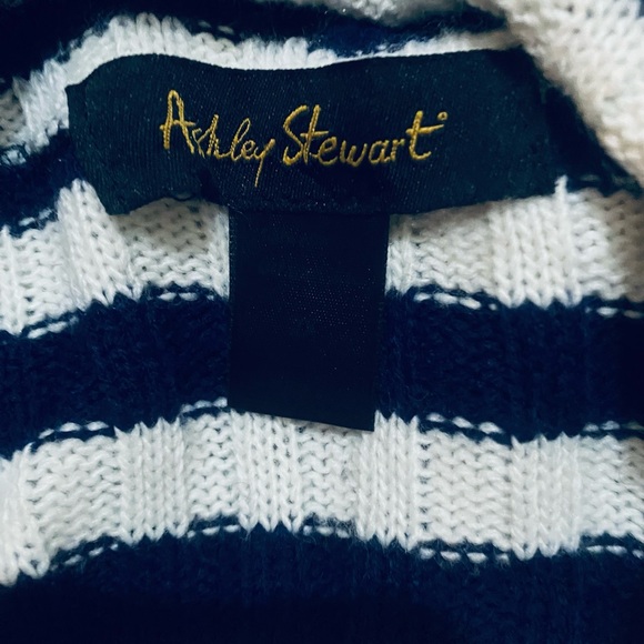 Women’s 2X Sweater Ashley Stewart Blue White Striped Draped Cowl Neck Soft Knit - Picture 10 of 11